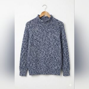 L.L. Bean Women's Blue And White Speck Turtleneck Sweater~Size Large